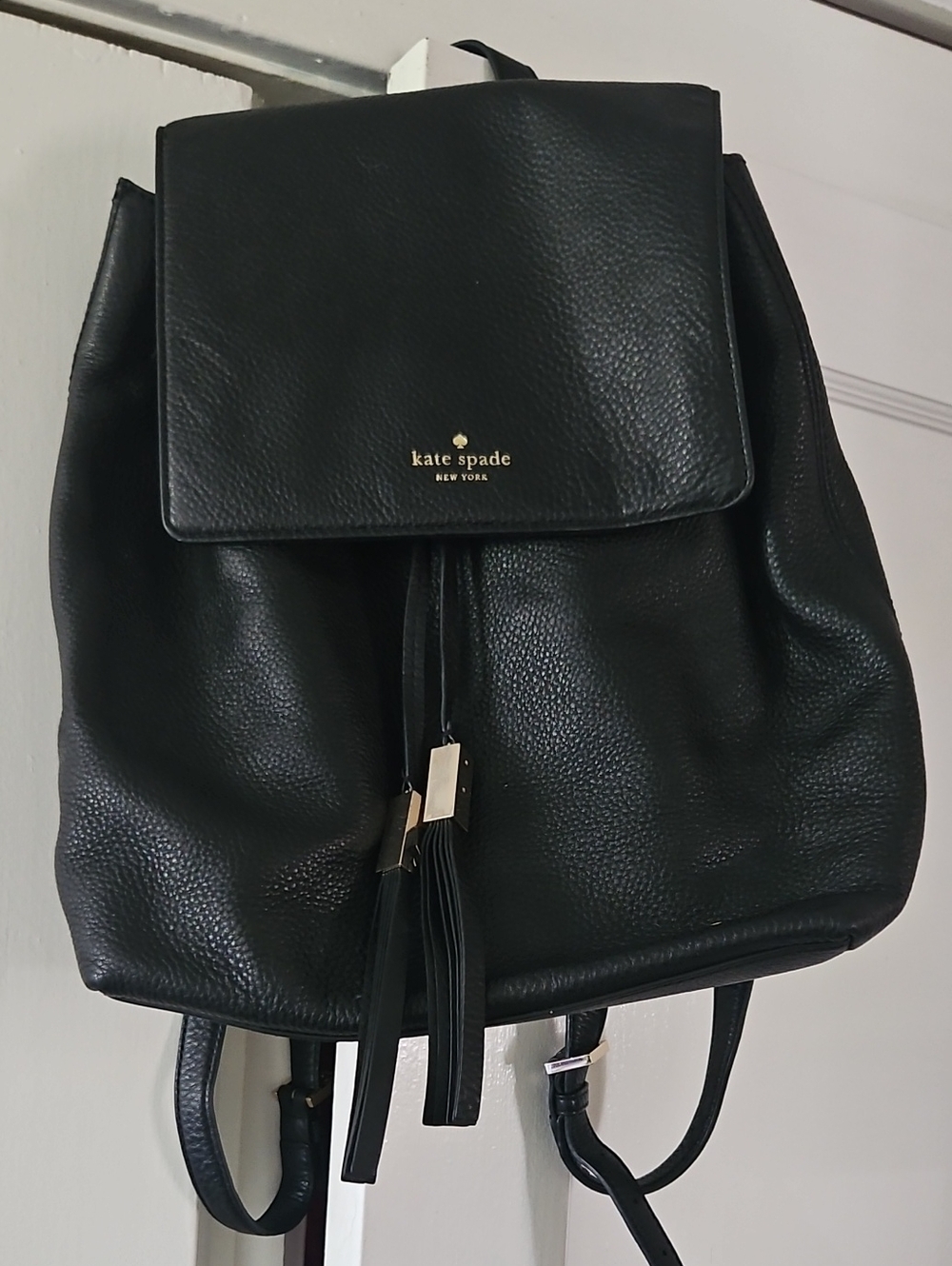 Kate Spade Wilder Grey Street Backpack Style with Drawstring in Pebbled Leather